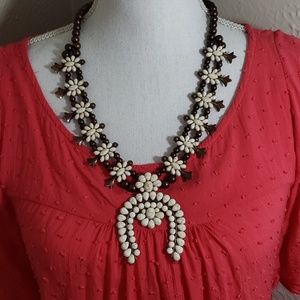 Faux Ivory Squash Blossom Necklace